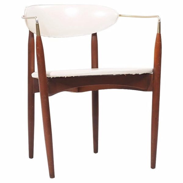 dan johnson for selig viscount mid century brass and walnut chair