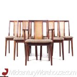 Jack Cartwright for Founders Mid Century Walnut and Cane Dining Chairs - Set of 6