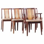 Jack Cartwright for Founders Mid Century Walnut and Cane Dining Chairs - Set of 6