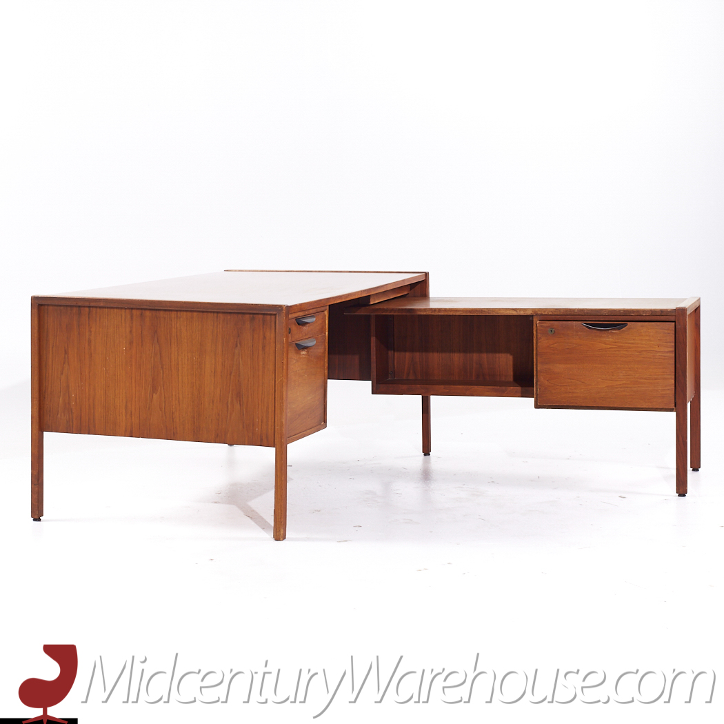 Jens Risom Mid Century Walnut Corner Desk