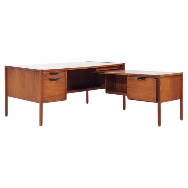 jens risom mid century walnut corner desk