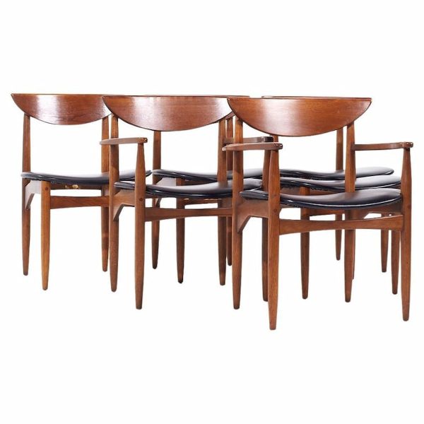 Lane Perception Mid Century Walnut Dining Chairs - Set of 6