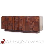 Lane Stacatto Brutalist Mid Century Walnut Lowboy Dresser