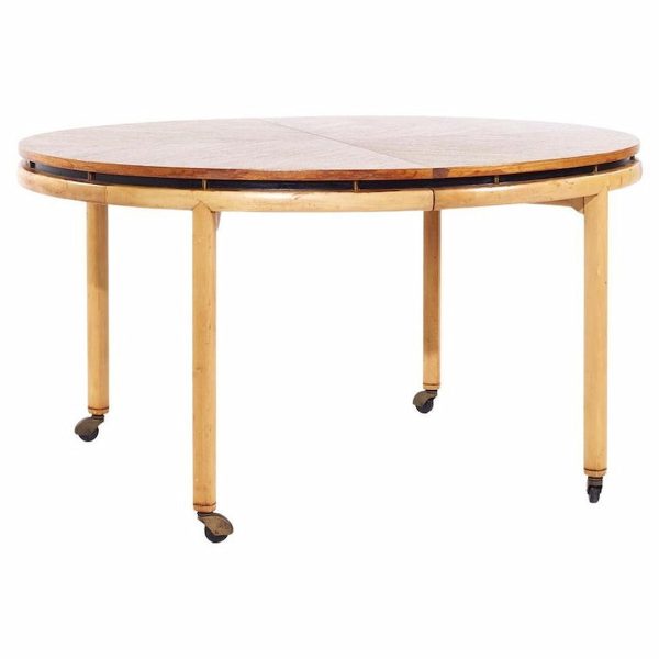 Michael Taylor for Baker Mid Century Expanding Dining Table with 3 Leaves