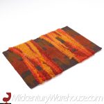 Mid Century Scandinavian High Pile Red and Orange Rya Rug