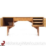 Paul Laszlo for Brown Saltman Mid Century Basket Weave Bleached Oak Desk