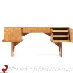 Paul Laszlo for Brown Saltman Mid Century Basket Weave Bleached Oak Desk