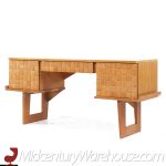 Paul Laszlo for Brown Saltman Mid Century Basket Weave Bleached Oak Desk