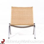 Poul Kjaerholm for Fritz Hansen Pk22 Mid Century Wicker and Steel Lounge Chairs - Pair