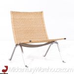 Poul Kjaerholm for Fritz Hansen Pk22 Mid Century Wicker and Steel Lounge Chairs - Pair