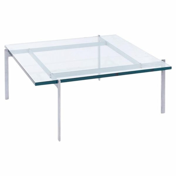 Poul Kjærholm for Fritz Hansen Pk61 Mid Century Chrome and Glass Coffee Table