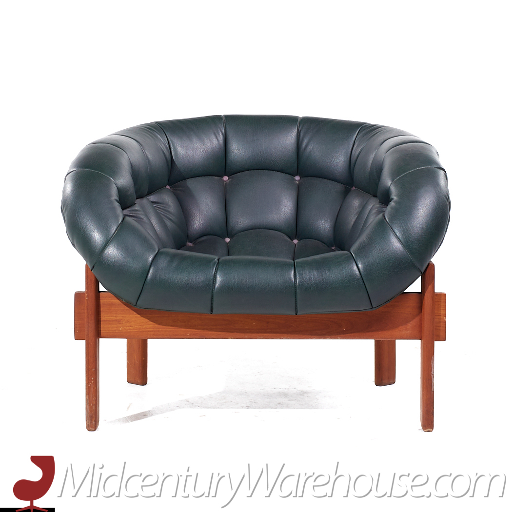 R Huber Mid Century Tufted Teak Lounge Chair