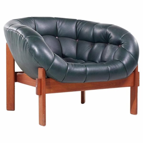 R Huber Mid Century Tufted Teak Lounge Chair