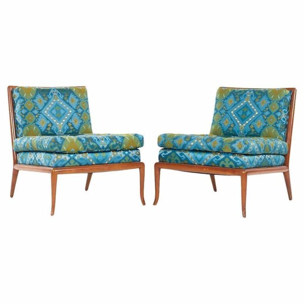 t.h. robsjohn gibbings for widdicomb mid century slipper lounge chairs - pair