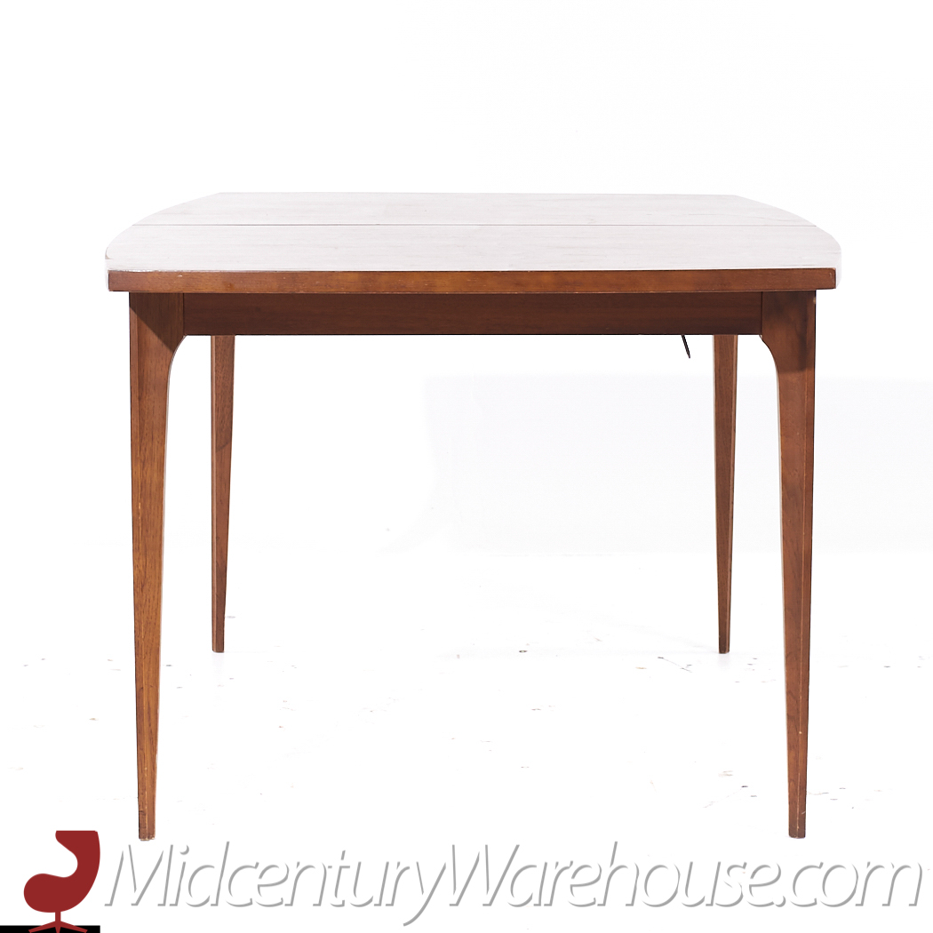 Young Manufacturing Mid Century Walnut Expanding Dining Table with 2 Leaves