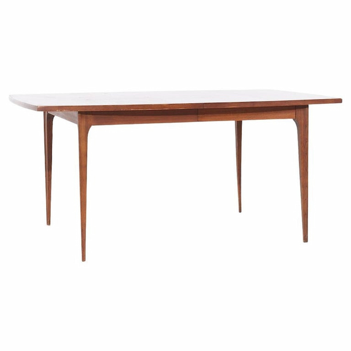 Young Manufacturing Mid Century Walnut Expanding Dining Table with 2 Leaves