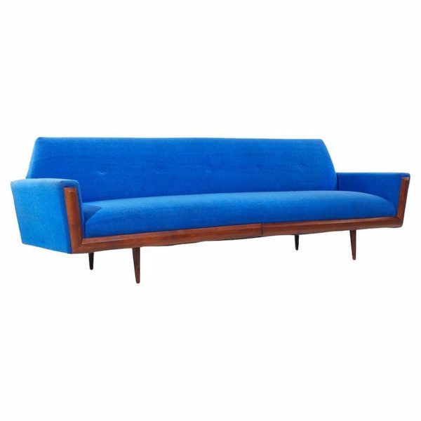 Adrian Pearsall Style Mid Century Walnut Gondola Sofa