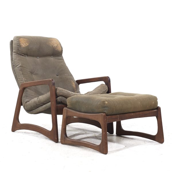 Adrian Pearsall for Craft Associates Mid Century Walnut Chair and Ottoman