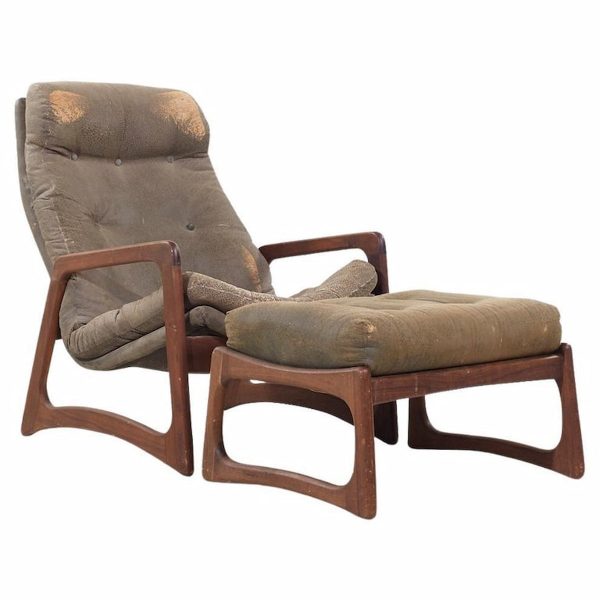 Adrian Pearsall for Craft Associates Mid Century Walnut Chair and Ottoman