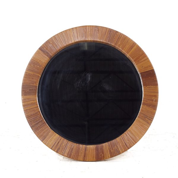 Bielecky Brothers Mid Century Rattan Round Mirror