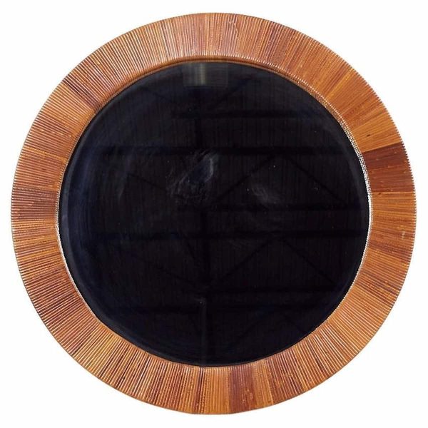 Bielecky Brothers Mid Century Rattan Round Mirror