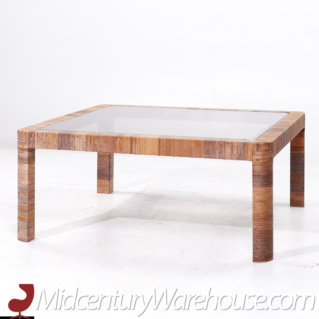 Bielecky Brothers Mid Century Rattan Square Coffee Table