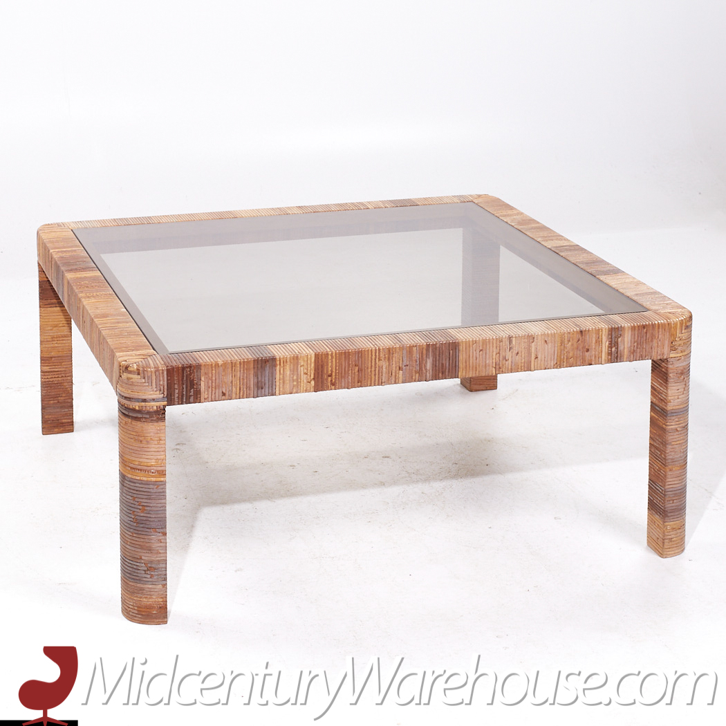 Bielecky Brothers Mid Century Rattan Square Coffee Table