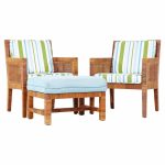 Billy Baldwin for Bielecky Brothers Mid Century Rattan, Cane and Brass Lounge Chairs with Ottoman