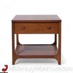 Broyhill Brasilia Mid Century Walnut and Brass Side End Tables - Pair