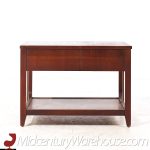 Broyhill Brasilia Mid Century Walnut and Brass Side End Tables - Pair