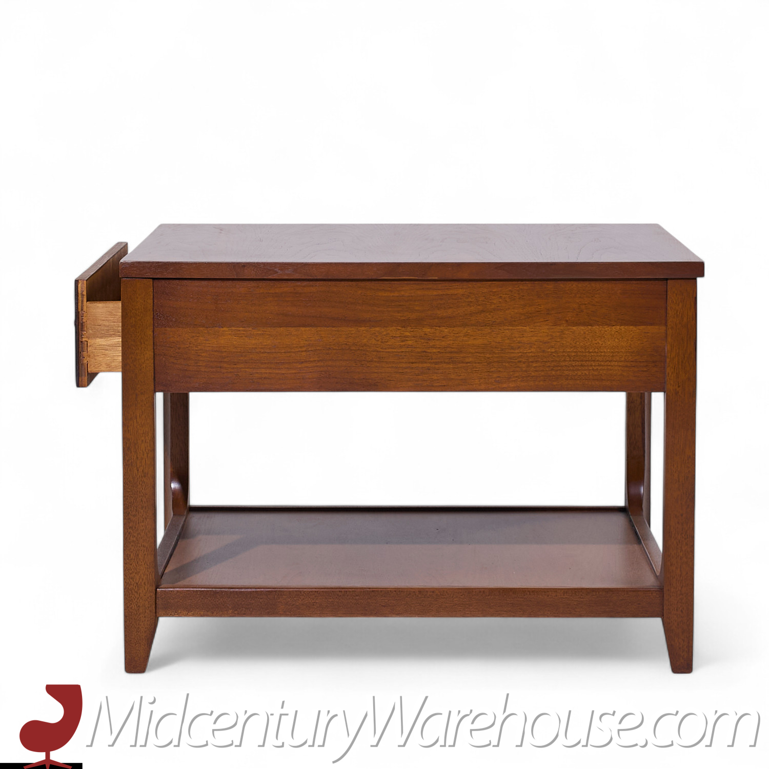 Broyhill Brasilia Mid Century Walnut and Brass Side End Tables - Pair