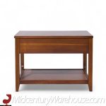 Broyhill Brasilia Mid Century Walnut and Brass Side End Tables - Pair