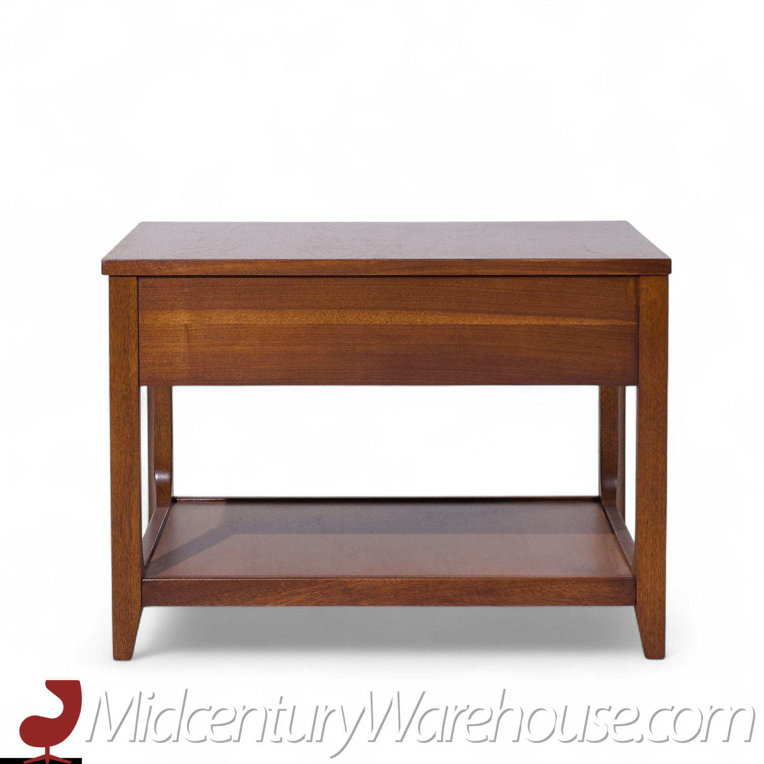 Broyhill Brasilia Mid Century Walnut and Brass Side End Tables - Pair