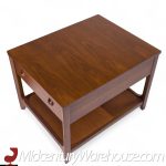 Broyhill Brasilia Mid Century Walnut and Brass Side End Tables - Pair