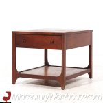 Broyhill Brasilia Mid Century Walnut and Brass Side End Tables - Pair