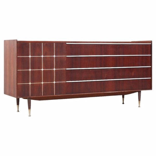 edmond spence mid century walnut and aluminum credenza