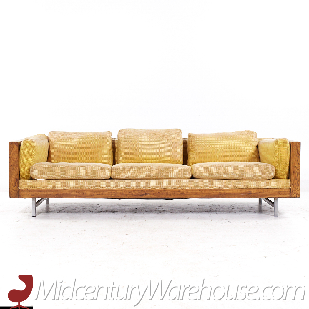 Founders Mid Century Cane and Walnut Sofa