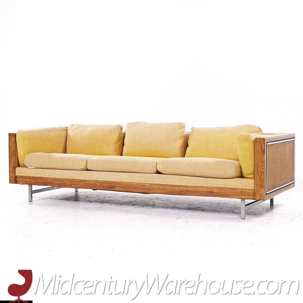 Founders Mid Century Cane and Walnut Sofa