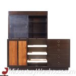 Harvey Probber Mid Century Rosewood and Mahogany Credenza and Hutch