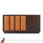 Harvey Probber Mid Century Rosewood and Mahogany Credenza and Hutch