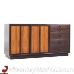 Harvey Probber Mid Century Rosewood and Mahogany Credenza and Hutch