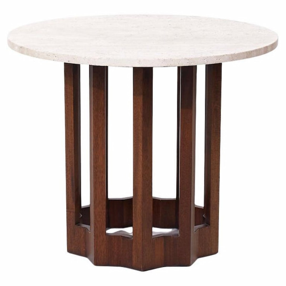 Harvey Probber Mid Century Travertine and Walnut Side End Table