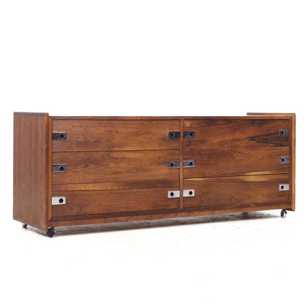 Intercontinental Design Rosewood and Chrome Lowboy Dresser