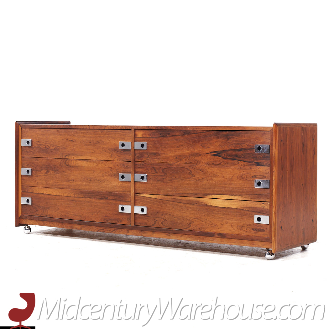 Intercontinental Design Rosewood and Chrome Lowboy Dresser