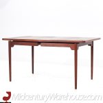 Jens Risom Mid Century Walnut Hidden Leaf Expanding Dining Table with 2 Leaves