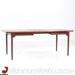 Jens Risom Mid Century Walnut Hidden Leaf Expanding Dining Table with 2 Leaves