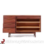 Jens Risom Mid Century Walnut Tambour Door Credenza and Hutch