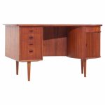 Kai Kristiansen Mid Century Danish Teak Tambour Writing Desk