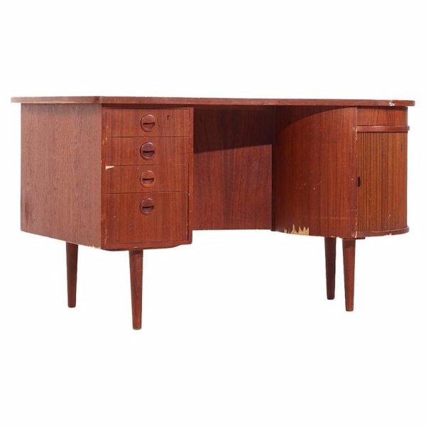 Kai Kristiansen Mid Century Danish Teak Tambour Writing Desk