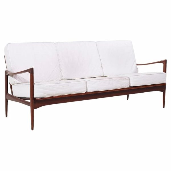 kofod larsen for selig mid century danish walnut sofa